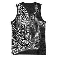 Hawaiian Whales Polynesian Art Motifs Basketball Jersey Black Color LT03 - Polynesian Pride
