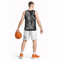 Hawaiian Whales Polynesian Art Motifs Basketball Jersey Black Color LT03 - Polynesian Pride
