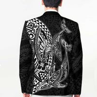 Hawaiian Whales Polynesian Art Motifs Blazer Black Color LT03 - Polynesian Pride
