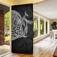 Hawaiian Whales Polynesian Art Motifs Door Cover Black Color - Polynesian Pride