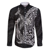 Hawaiian Whales Polynesian Art Motifs Family Matching Puletasi and Hawaiian Shirt Black Color - Polynesian Pride