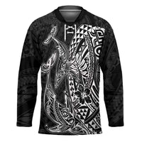 Hawaiian Whales Polynesian Art Motifs Hockey Jersey Black Color LT03 Unisex Black - Polynesian Pride