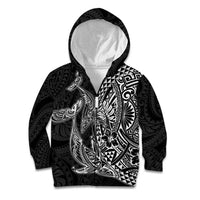 Hawaiian Whales Polynesian Art Motifs Kid Hoodie Black Color - Polynesian Pride