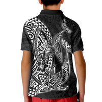 Hawaiian Whales Polynesian Art Motifs Kid Polo Shirt Black Color - Polynesian Pride