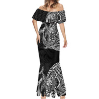 Hawaiian Whales Polynesian Art Motifs Mermaid Dress Black Color - Polynesian Pride