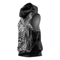 Hawaiian Whales Polynesian Art Motifs Sleeveless Hoodie Black Color - Polynesian Pride
