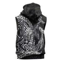 Hawaiian Whales Polynesian Art Motifs Sleeveless Zip Hoodie Black Color LT03 - Polynesian Pride