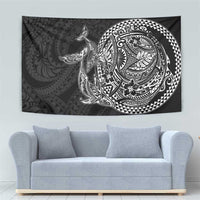 Hawaiian Whales Polynesian Art Motifs Tapestry Black Color - Polynesian Pride