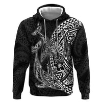 Hawaiian Whales Polynesian Art Motifs Zip Hoodie Black Color - Polynesian Pride