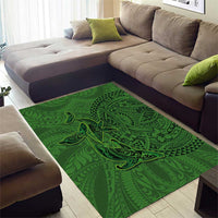Hawaiian Whales Polynesian Art Motifs Area Rug Green Color - Polynesian Pride