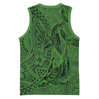 Hawaiian Whales Polynesian Art Motifs Basketball Jersey Green Color - Polynesian Pride