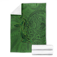 Hawaiian Whales Polynesian Art Motifs Blanket Green Color - Polynesian Pride