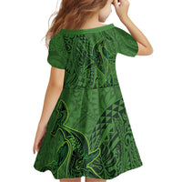 Hawaiian Whales Polynesian Art Motifs Family Matching Puletasi and Hawaiian Shirt Green Color LT03 - Polynesian Pride