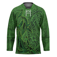 Hawaiian Whales Polynesian Art Motifs Hockey Jersey Green Color LT03 Unisex Green - Polynesian Pride