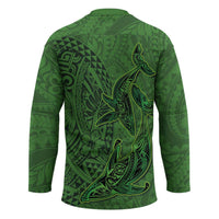 Hawaiian Whales Polynesian Art Motifs Hockey Jersey Green Color LT03 - Polynesian Pride