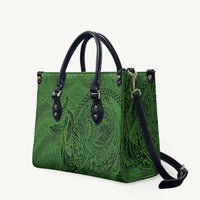 Hawaiian Whales Polynesian Art Motifs Leather Bag Green Color - Polynesian Pride