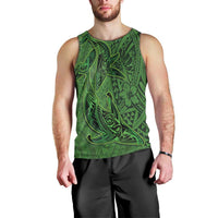 Hawaiian Whales Polynesian Art Motifs Men Tank Top Green Color - Polynesian Pride
