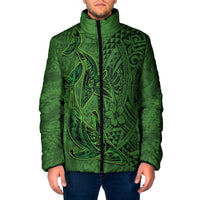 Hawaiian Whales Polynesian Art Motifs Padded Jacket Green Color LT03 Men Green - Polynesian Pride