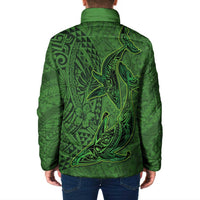 Hawaiian Whales Polynesian Art Motifs Padded Jacket Green Color LT03 - Polynesian Pride