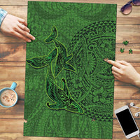 Hawaiian Whales Polynesian Art Motifs Puzzle Green Color LT03 Green - Polynesian Pride