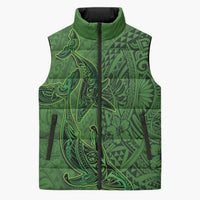 Hawaiian Whales Polynesian Art Motifs Sleeveless Puffer Jacket Green Color LT03 Unisex Green - Polynesian Pride