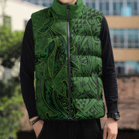 Hawaiian Whales Polynesian Art Motifs Sleeveless Puffer Jacket Green Color LT03 - Polynesian Pride