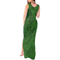 Hawaiian Whales Polynesian Art Motifs Tank Maxi Dress Green Color - Polynesian Pride