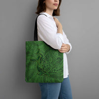 Hawaiian Whales Polynesian Art Motifs Tote Bag Green Color - Polynesian Pride