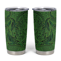 Hawaiian Whales Polynesian Art Motifs Tumbler Cup Green Color - Polynesian Pride