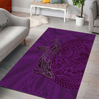 Hawaiian Whales Polynesian Art Motifs Area Rug Purple Color - Polynesian Pride