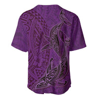 Hawaiian Whales Polynesian Art Motifs Baseball Jersey Purple Color - Polynesian Pride