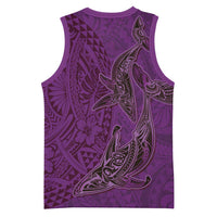 Hawaiian Whales Polynesian Art Motifs Basketball Jersey Purple Color LT03 - Polynesian Pride