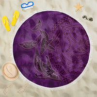 Hawaiian Whales Polynesian Art Motifs Beach Blanket Purple Color LT03 One Size 150cm Purple - Polynesian Pride