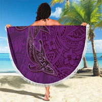 Hawaiian Whales Polynesian Art Motifs Beach Blanket Purple Color LT03 - Polynesian Pride