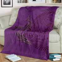 Hawaiian Whales Polynesian Art Motifs Blanket Purple Color - Polynesian Pride