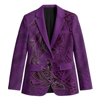 Hawaiian Whales Polynesian Art Motifs Blazer Purple Color LT03 Unisex Purple - Polynesian Pride