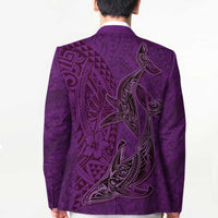 Hawaiian Whales Polynesian Art Motifs Blazer Purple Color LT03 - Polynesian Pride