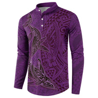 Hawaiian Whales Polynesian Art Motifs Button Sweatshirt Purple Color LT03 - Polynesian Pride