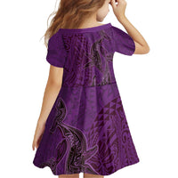 Hawaiian Whales Polynesian Art Motifs Family Matching Tank Maxi Dress and Hawaiian Shirt Purple Color - Polynesian Pride