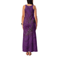 Hawaiian Whales Polynesian Art Motifs Family Matching Tank Maxi Dress and Hawaiian Shirt Purple Color - Polynesian Pride