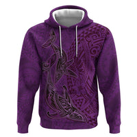 Hawaiian Whales Polynesian Art Motifs Hoodie Purple Color - Polynesian Pride