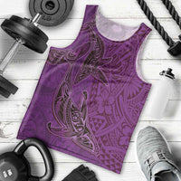 Hawaiian Whales Polynesian Art Motifs Men Tank Top Purple Color LT03 - Polynesian Pride