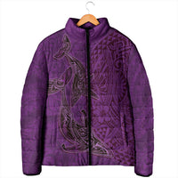 Hawaiian Whales Polynesian Art Motifs Padded Jacket Purple Color LT03 - Polynesian Pride
