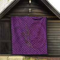 Hawaiian Whales Polynesian Art Motifs Quilt Purple Color - Polynesian Pride