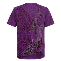 Hawaiian Whales Polynesian Art Motifs Rugby Jersey Purple Color - Polynesian Pride