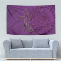 Hawaiian Whales Polynesian Art Motifs Tapestry Purple Color - Polynesian Pride