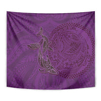 Hawaiian Whales Polynesian Art Motifs Tapestry Purple Color - Polynesian Pride