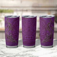 Hawaiian Whales Polynesian Art Motifs Tumbler Cup Purple Color - Polynesian Pride