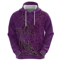 Hawaiian Whales Polynesian Art Motifs Zip Hoodie Purple Color - Polynesian Pride