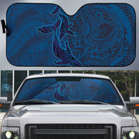 Hawaiian Whales Polynesian Art Motifs Auto Sun Shade Blue Color - Polynesian Pride